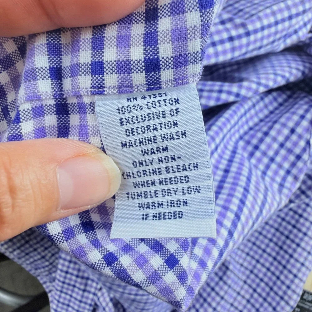Polo Ralph Lauren Mens Gingham Check‎ Button Down Shirt Purple Blue White XL